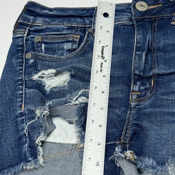 American Eagle High Rise Distressed Denim Shortie Cutoff Shorts Women’s 6 - Picture 5 of 13